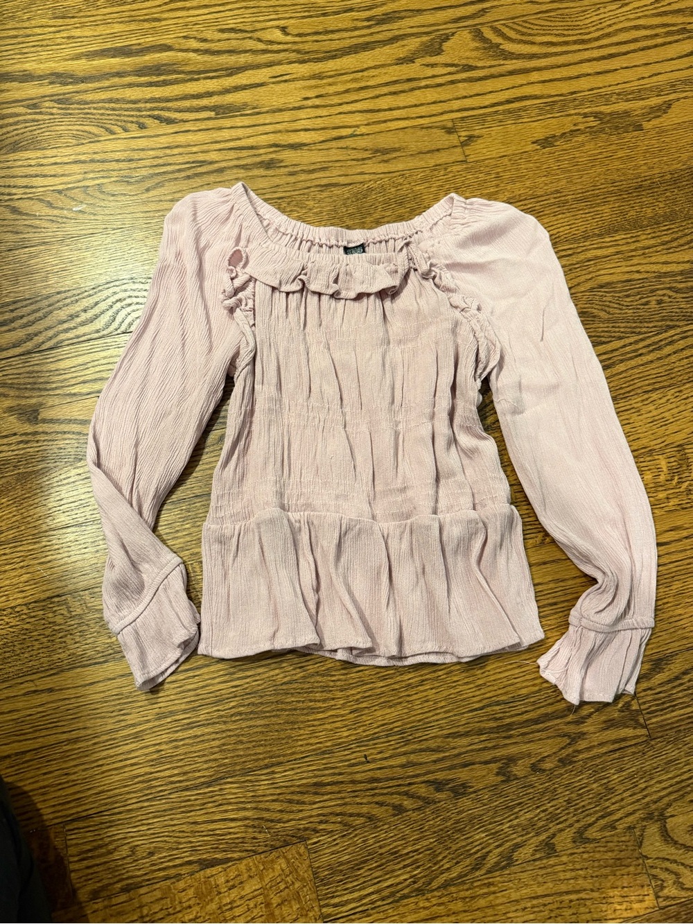 Girls  Dusty Pink Ruffle Peasant Blouse